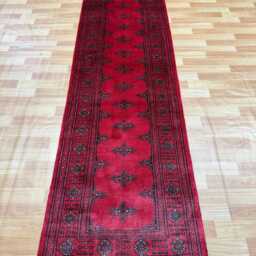 2.6x10 Magenta Color 3 Ply Handmade Bokhara Runner Rug - Hallway Stairs Carpet, Extra Thick Pile - thumbnail 2
