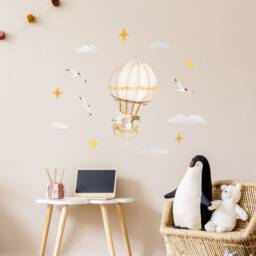 Explorers Small Hot Air Balloon Wall Decal, Plastic-Free Kids Room Wall Stickers - thumbnail 2