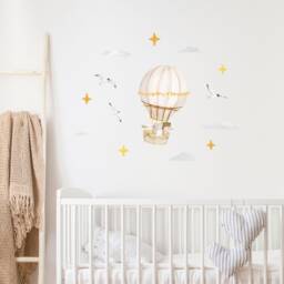 Explorers Small Hot Air Balloon Wall Decal, Plastic-Free Kids Room Wall Stickers