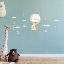 Explorers Small Hot Air Balloon Wall Decal, Plastic-Free Kids Room Wall Stickers - thumbnail 3