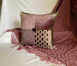 "Designers Guild Purple Velvet Pillow Cover Bohemian Decorative Cushion - 18""x 18" - thumbnail 1