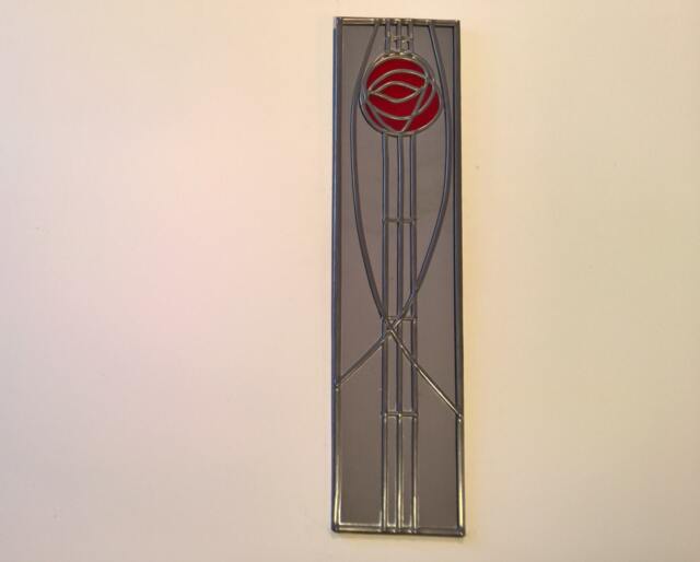 Mackintosh Style Stained Glass Effect Mirror Handmade Gift Rose 3 10x40cm - 3.94x15.75Inches - image 1
