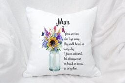 Personalised Flower Mason Jar Memorial Poem Cushion, Ideal Gift - thumbnail 1