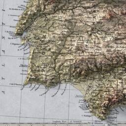 Spain & Portugal Map - Geology Elevation 2D Vintage Poster Balearic Islands Ibiza - thumbnail 2