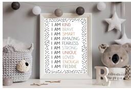Kids Affirmations, Prints, Playroom Bedroom Decor, Girls Boys Room - thumbnail 1