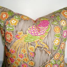 Floral Bird Pillow Cover Iman Home Magic Garden, Gold & Ivory, 19 - thumbnail 2