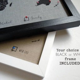 Family Adventures World Pushpin Map Personalised Pinboard Travel Gift Wedding Wall Art Framed With Pins - thumbnail 3