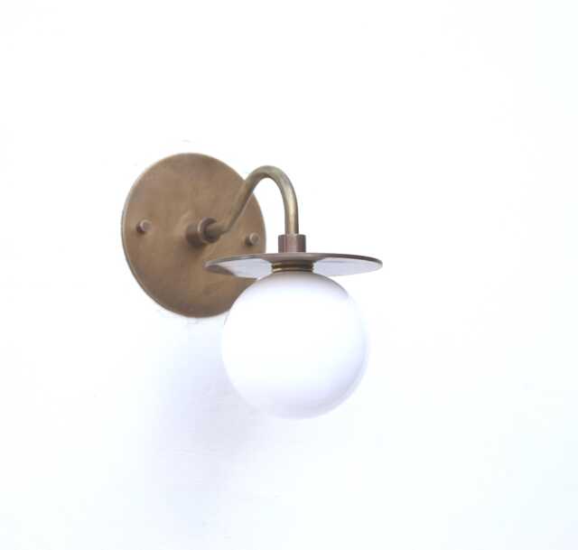 Wall Sconce Light, Mid Century Sconce, Light With White Glass Mini - Shade, Ul Listed, No.0365 - image 1