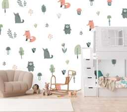 Pastel Woodland Wall Decals Removable Nursery & Kids Room Decor - 48 Pack - thumbnail 1