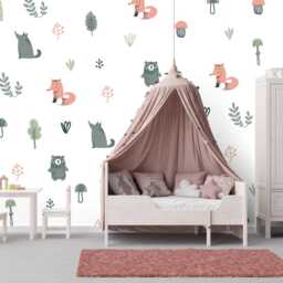 Pastel Woodland Wall Decals Removable Nursery & Kids Room Decor - 48 Pack - thumbnail 2