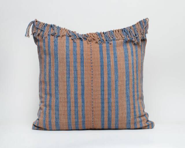 Handwoven Hill Tribe Cotton Throw Pillow Cover, Tribal Striped Tassel - 20x20 - image 1