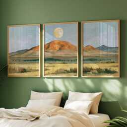 Orange Hill Trio, Neutral Landscape Wall Art Set - thumbnail 2