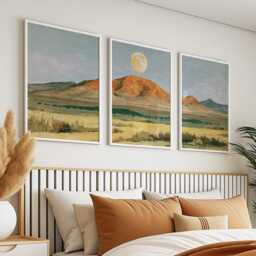 Orange Hill Trio, Neutral Landscape Wall Art Set - thumbnail 3