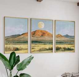 Orange Hill Trio, Neutral Landscape Wall Art Set - thumbnail 1