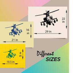 In-Style Decals Wall Vinyl Decal Home Decor Art Sticker Apache Military Helicopter Army Boys Room Removable Stylish Mural Design 179 - thumbnail 2