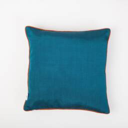 16x16 Silk Pillow, Blue Silk Hands-On-Hips Symbol, Embroidery Pillow, Cushion, Handmade Decorative Pillowcase, Turquoise Pillow - thumbnail 4