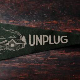 Unplug Pennant - Travel Felt Flag Banner Vintage Camping & Hiking Style Wall Decor - thumbnail 3
