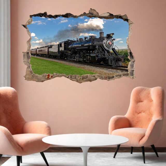 Steam Train Locomotive Vintage Retro Wall Decal Sticker Mural Print Art Kids Bedroom Home Decor Dc27 - image 1
