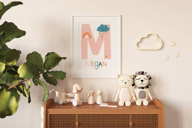 Personalised Poster, Your Name, Pink, Kids Print, Children Stationery, Office, Playroom, Babies, Paper, A1 A2 A3 A4 A5 - image 1