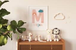 Personalised Poster, Your Name, Pink, Kids Print, Children Stationery, Office, Playroom, Babies, Paper, A1 A2 A3 A4 A5 - thumbnail 1
