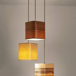 Pendant Light Fixture Made Of Red Gum, Maple & Zebrano Veneer, Modern Linear Chandelier, Handmade Lamp, Living Room Light, Office - thumbnail 3