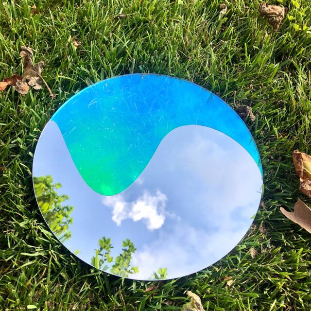 Holographic Acrylic Round Mirror Art Deco Home Decor - image 1