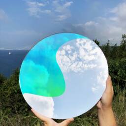 Holographic Acrylic Round Mirror Art Deco Home Decor - thumbnail 3