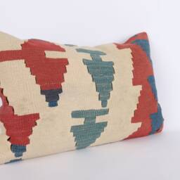 16x24 Kilim Lumbar Pillow Cover Turkish Wool Cushion - thumbnail 3