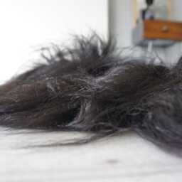 Black Brown Icelandic Sheepskin Rug Silky Long Wool, Sexto 6-Pelt - thumbnail 4