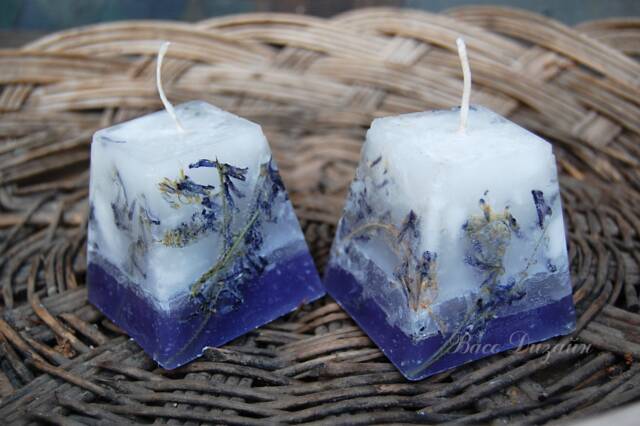 Lavender Candles, Purple Scented Handmade Candles Dried Flowers, Aroma Candle, Romantic Botanical Candle
