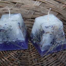 Lavender Candles, Purple Scented Handmade Candles Dried Flowers, Aroma Candle, Romantic Botanical Candle - thumbnail 3