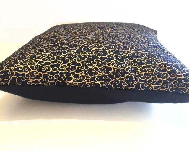 Navy Blue Cushion Cover Oriental Gold Cloud Design, Handmade Cotton Pillow - image 1