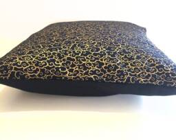 Navy Blue Cushion Cover Oriental Gold Cloud Design, Handmade Cotton Pillow - thumbnail 1