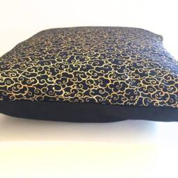 Navy Blue Cushion Cover Oriental Gold Cloud Design, Handmade Cotton Pillow - thumbnail 4