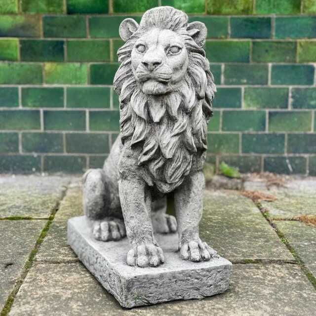 Concrete Lion Statue For Garden Guardian Stone Figurine Decoration Yard Animal Cement Sculpture Outdoor Ornament Sitting Large Gift - image 1