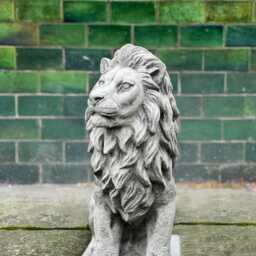 Concrete Lion Statue For Garden Guardian Stone Figurine Decoration Yard Animal Cement Sculpture Outdoor Ornament Sitting Large Gift - thumbnail 2