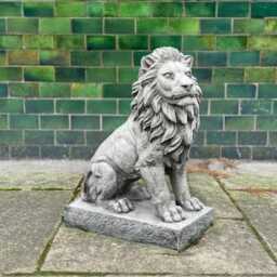 Concrete Lion Statue For Garden Guardian Stone Figurine Decoration Yard Animal Cement Sculpture Outdoor Ornament Sitting Large Gift - thumbnail 3
