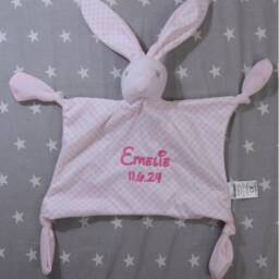 Cuddly Blanket Embroidered With Name - Security Cuddly Pink Hase 400248 - thumbnail 2