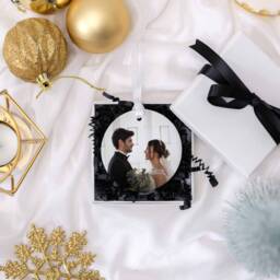 Married Photo Bauble, Personalised Engaged Ornament, First Christmas As Mr & Mrs Decoration, Couple Wedding Gifts - thumbnail 3