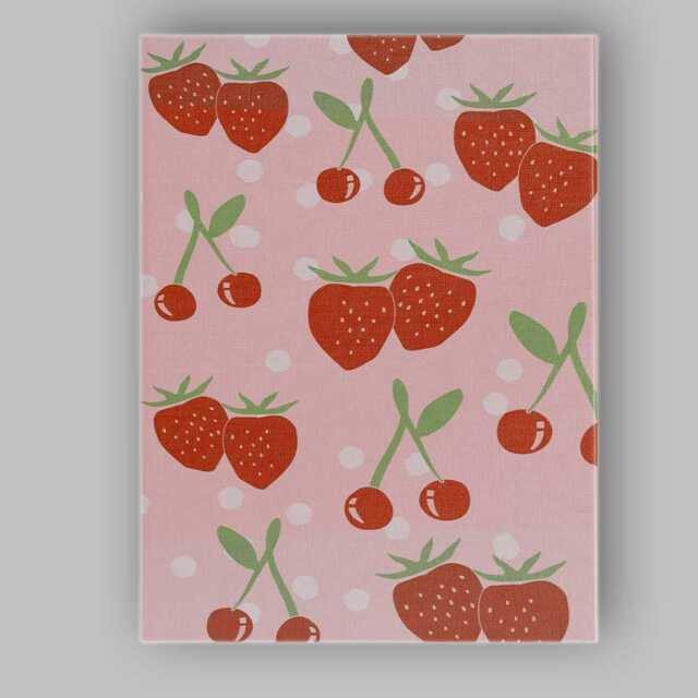 Pink Strawberry & Cherry Repeat Pattern Canvas Wall Art Print Decor Picture Ready To Hang - image 1