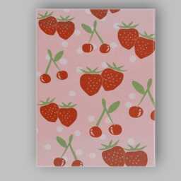 Pink Strawberry & Cherry Repeat Pattern Canvas Wall Art Print Decor Picture Ready To Hang - thumbnail 1