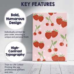 Pink Strawberry & Cherry Repeat Pattern Canvas Wall Art Print Decor Picture Ready To Hang - thumbnail 2