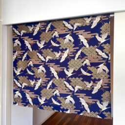 Blue Crane Noren Curtain, Japanese Restaurant Window & Waves Long Noren, Caf?? Doorstep Blue Flat Panel Curtain - thumbnail 3