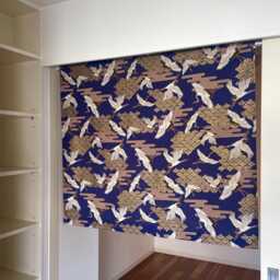 Blue Crane Noren Curtain, Japanese Restaurant Window & Waves Long Noren, Caf?? Doorstep Blue Flat Panel Curtain - thumbnail 1