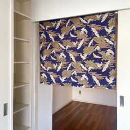 Blue Crane Noren Curtain, Japanese Restaurant Window & Waves Long Noren, Caf?? Doorstep Blue Flat Panel Curtain - thumbnail 2