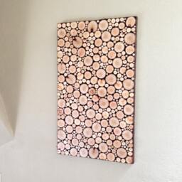 Wood Slice Mosaic Panel Rustic Diamond Willow Wall Art - thumbnail 2