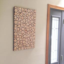 Wood Slice Mosaic Panel Rustic Diamond Willow Wall Art - thumbnail 4
