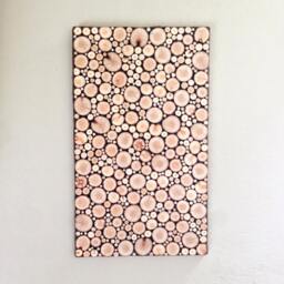 Wood Slice Mosaic Panel Rustic Diamond Willow Wall Art - thumbnail 3