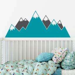 Mountain Wall Decal - Multicolor Nursery Decal, Decals, Kids Room Woodland Nursery, Decor, Cute Sticker - thumbnail 2