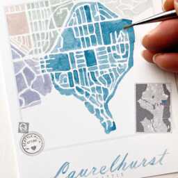 Laurelhurst Seattle Neighborhood Map Watercolor Print Washington City Block Plan - Art Print Downtown Wall Realtor - thumbnail 2